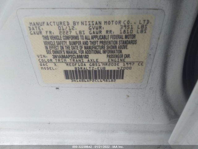 Photo 8 VIN: 3N1AB6AP2CL698182 - NISSAN SENTRA 