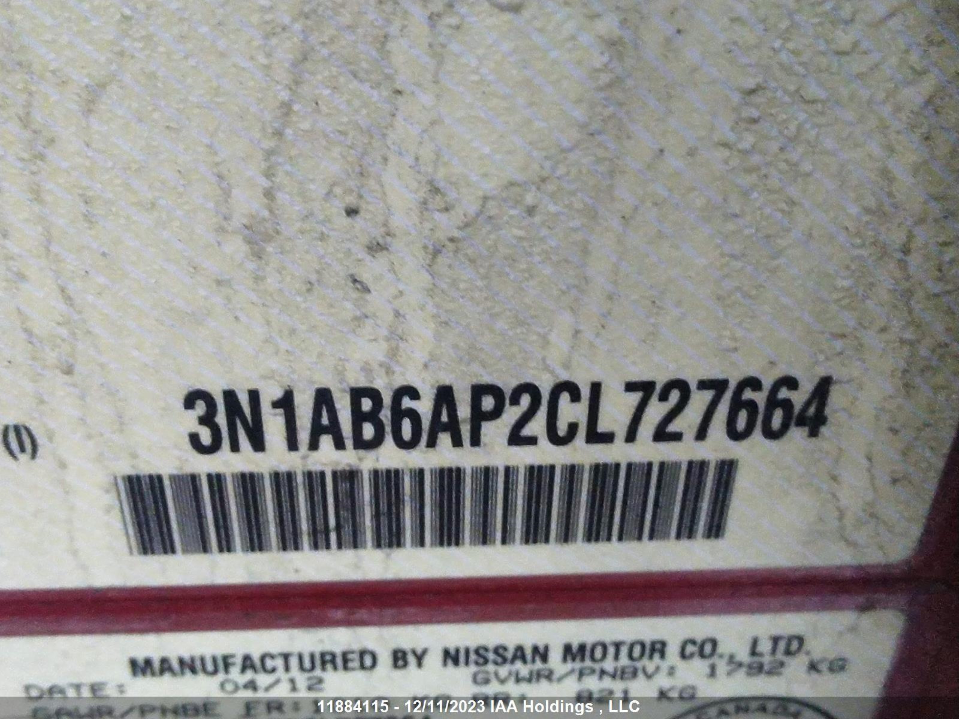 Photo 8 VIN: 3N1AB6AP2CL727664 - NISSAN SENTRA 