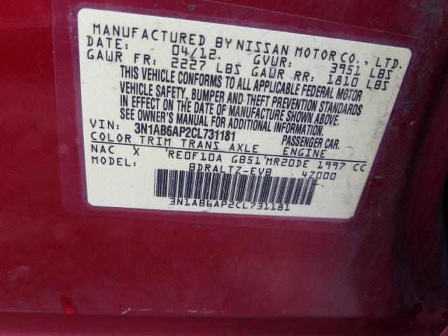 Photo 9 VIN: 3N1AB6AP2CL731181 - NISSAN SENTRA 2.0 