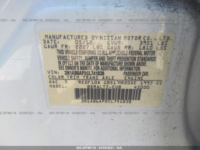 Photo 8 VIN: 3N1AB6AP2CL741838 - NISSAN SENTRA 