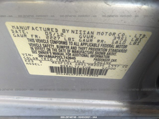 Photo 8 VIN: 3N1AB6AP2CL743945 - NISSAN SENTRA 