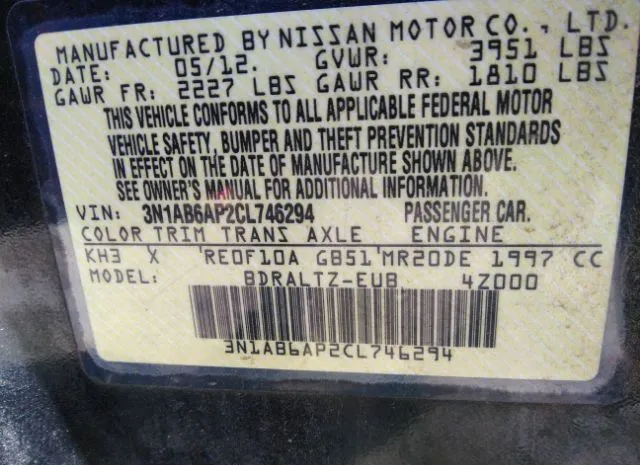 Photo 8 VIN: 3N1AB6AP2CL746294 - NISSAN SENTRA 