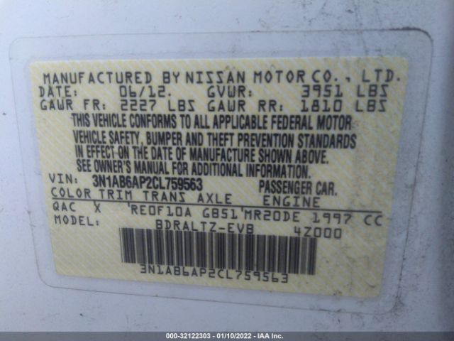 Photo 8 VIN: 3N1AB6AP2CL759563 - NISSAN SENTRA 