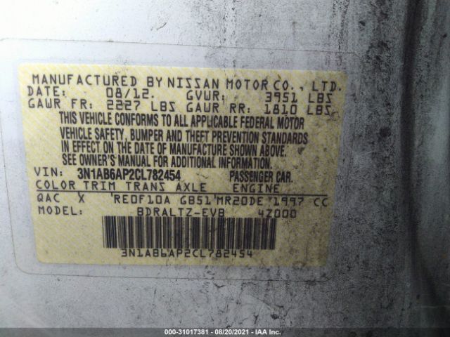 Photo 8 VIN: 3N1AB6AP2CL782454 - NISSAN SENTRA 