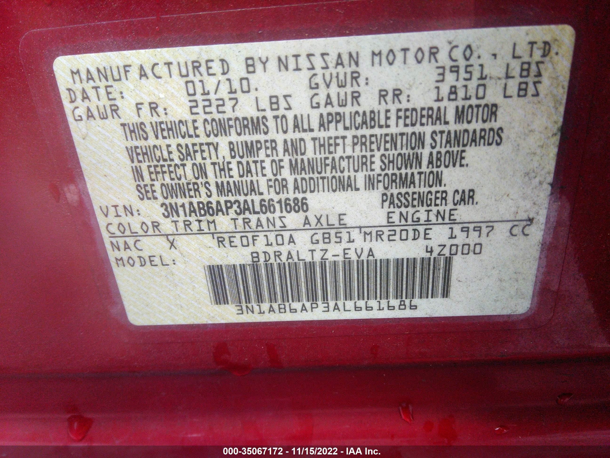 Photo 8 VIN: 3N1AB6AP3AL661686 - NISSAN SENTRA 