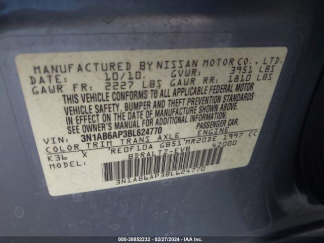 Photo 8 VIN: 3N1AB6AP3BL624770 - NISSAN SENTRA 