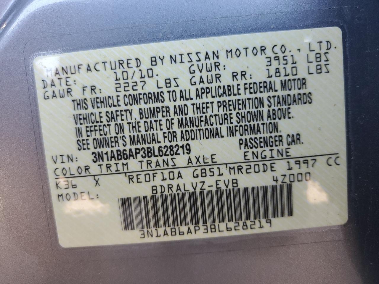 Photo 11 VIN: 3N1AB6AP3BL628219 - NISSAN SENTRA 