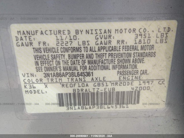 Photo 8 VIN: 3N1AB6AP3BL645361 - NISSAN SENTRA 