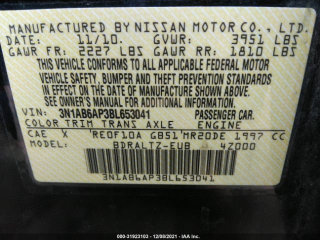 Photo 8 VIN: 3N1AB6AP3BL653041 - NISSAN SENTRA 