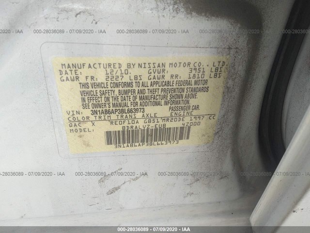 Photo 8 VIN: 3N1AB6AP3BL663973 - NISSAN SENTRA 