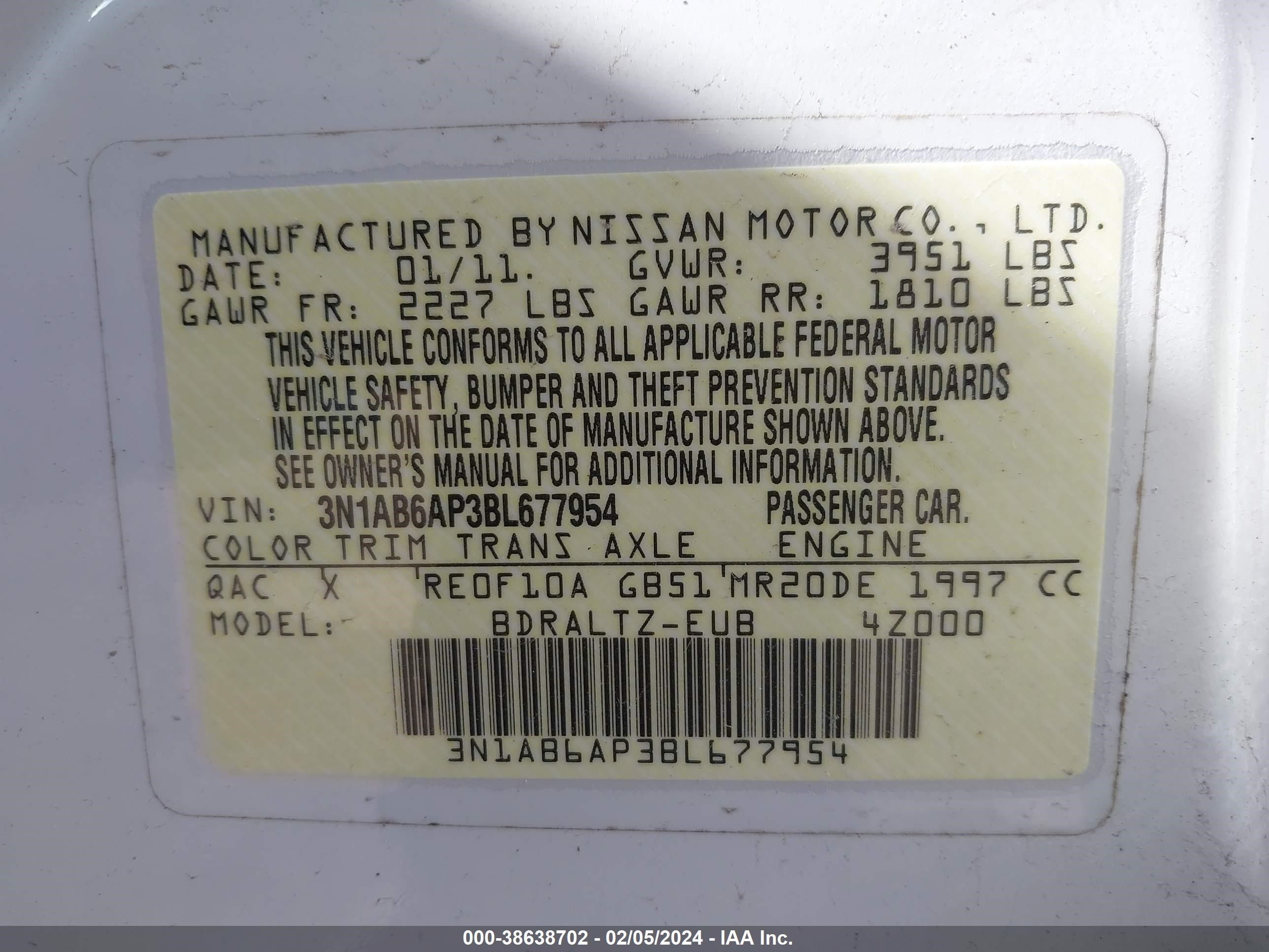 Photo 8 VIN: 3N1AB6AP3BL677954 - NISSAN SENTRA 