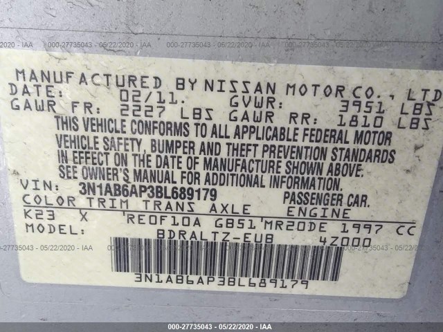 Photo 8 VIN: 3N1AB6AP3BL689179 - NISSAN SENTRA 