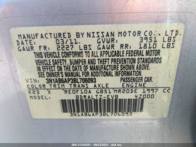 Photo 8 VIN: 3N1AB6AP3BL706093 - NISSAN SENTRA 