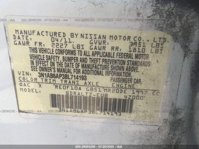 Photo 8 VIN: 3N1AB6AP3BL714193 - NISSAN SENTRA 