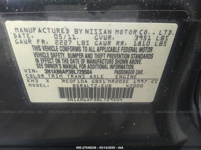 Photo 8 VIN: 3N1AB6AP3BL729504 - NISSAN SENTRA 