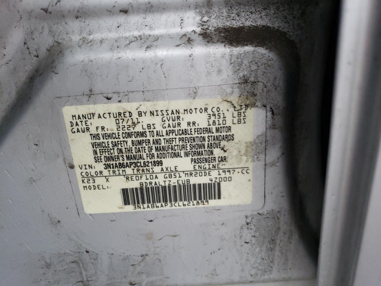 Photo 11 VIN: 3N1AB6AP3CL621899 - NISSAN SENTRA 