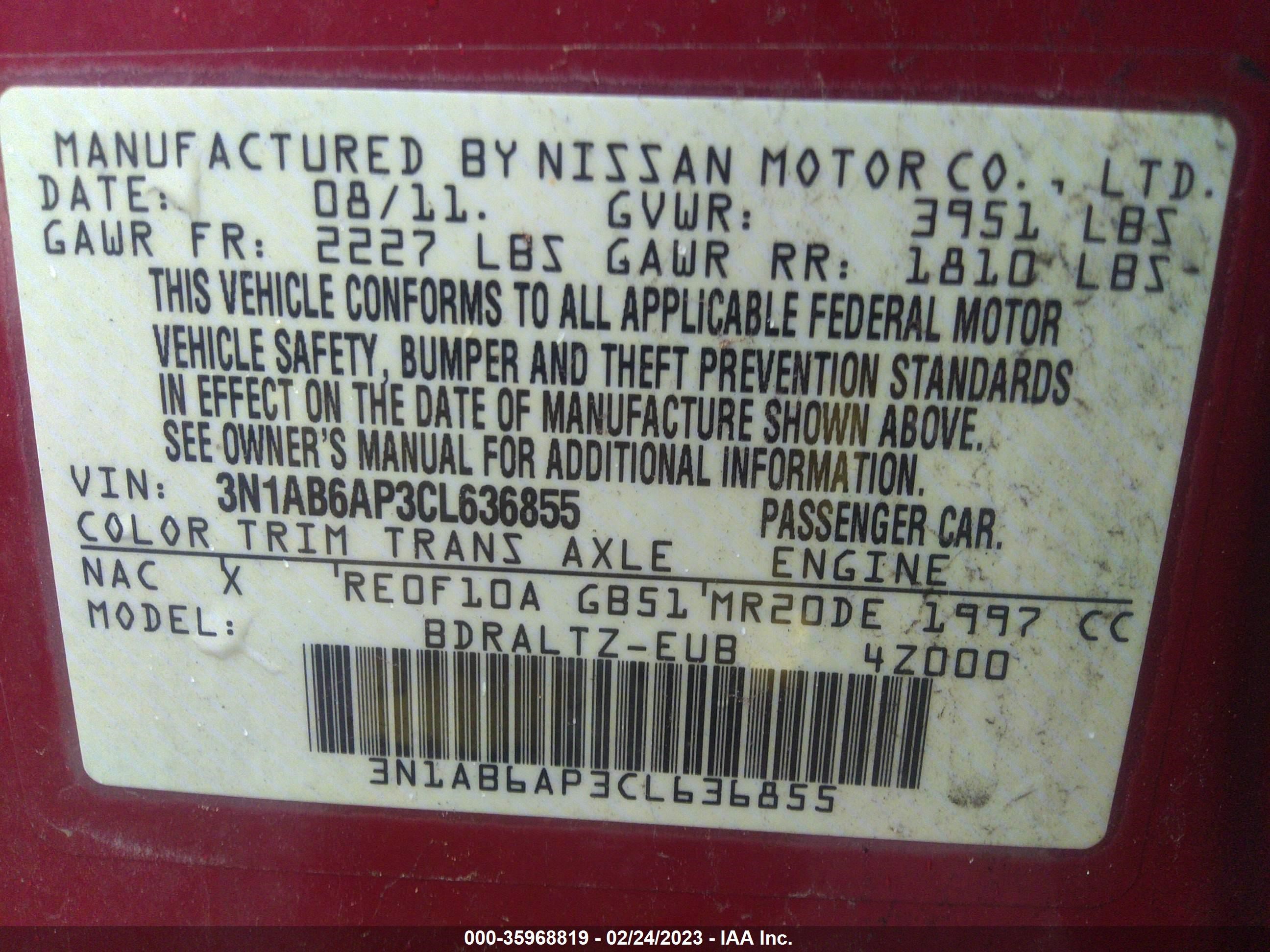 Photo 8 VIN: 3N1AB6AP3CL636855 - NISSAN SENTRA 