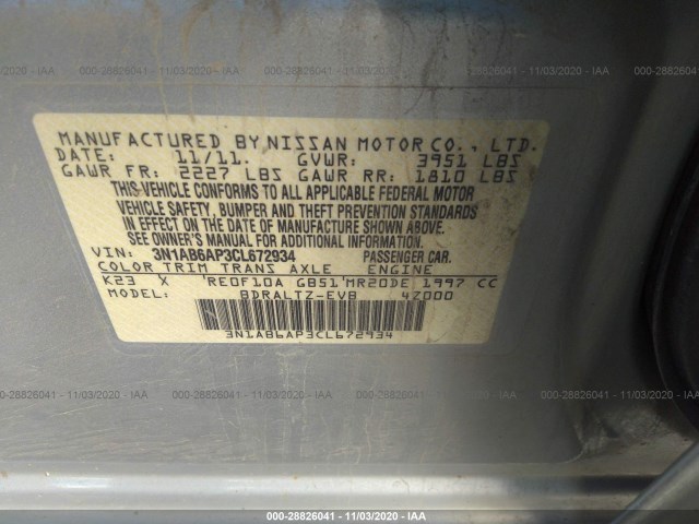 Photo 8 VIN: 3N1AB6AP3CL672934 - NISSAN SENTRA 