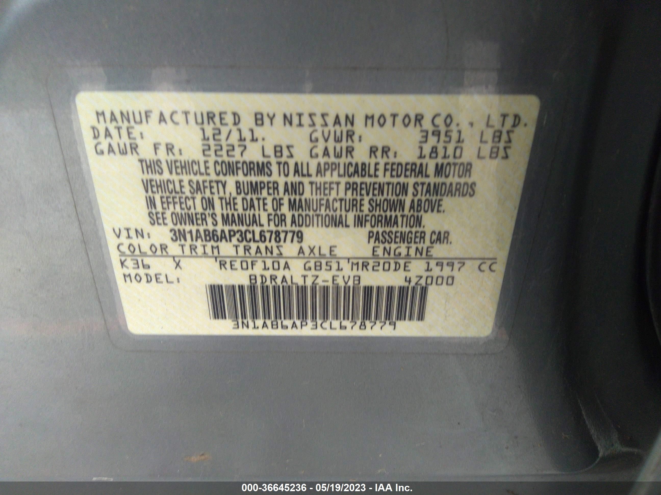 Photo 8 VIN: 3N1AB6AP3CL678779 - NISSAN SENTRA 