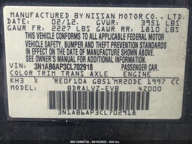 Photo 8 VIN: 3N1AB6AP3CL702918 - NISSAN SENTRA 