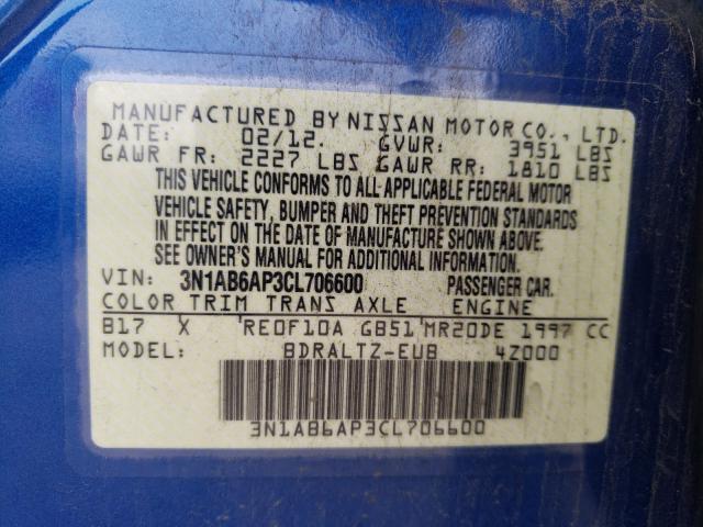 Photo 9 VIN: 3N1AB6AP3CL706600 - NISSAN SENTRA 2.0 