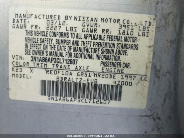 Photo 8 VIN: 3N1AB6AP3CL712607 - NISSAN SENTRA 