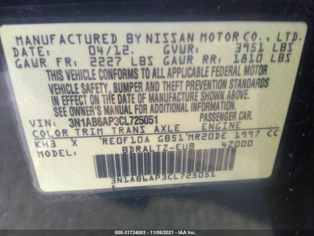 Photo 8 VIN: 3N1AB6AP3CL725051 - NISSAN SENTRA 