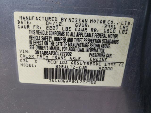 Photo 9 VIN: 3N1AB6AP3CL727902 - NISSAN SENTRA 2.0 