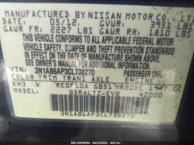 Photo 8 VIN: 3N1AB6AP3CL738270 - NISSAN SENTRA 