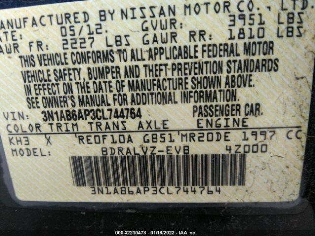 Photo 8 VIN: 3N1AB6AP3CL744764 - NISSAN SENTRA 