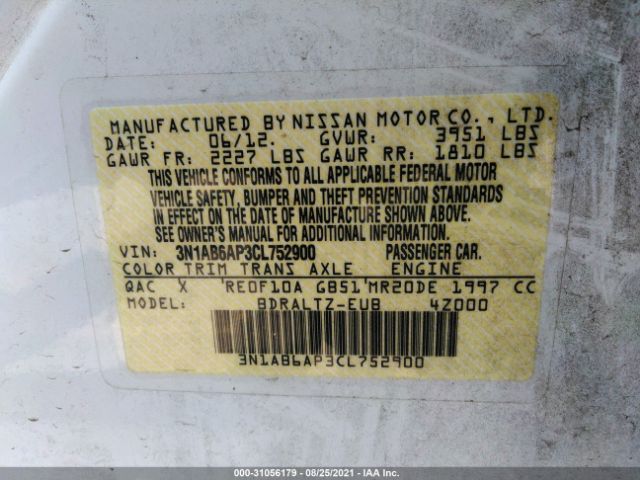 Photo 8 VIN: 3N1AB6AP3CL752900 - NISSAN SENTRA 