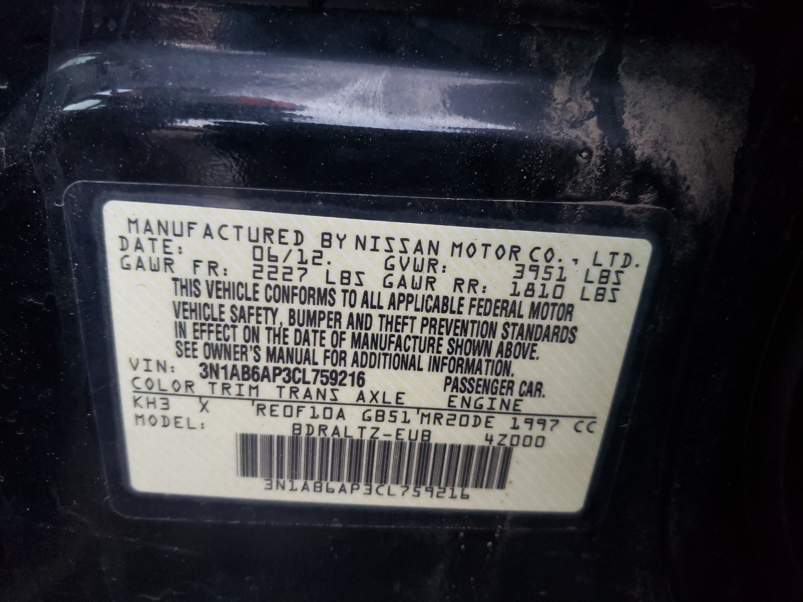 Photo 9 VIN: 3N1AB6AP3CL759216 - NISSAN SENTRA 2.0 