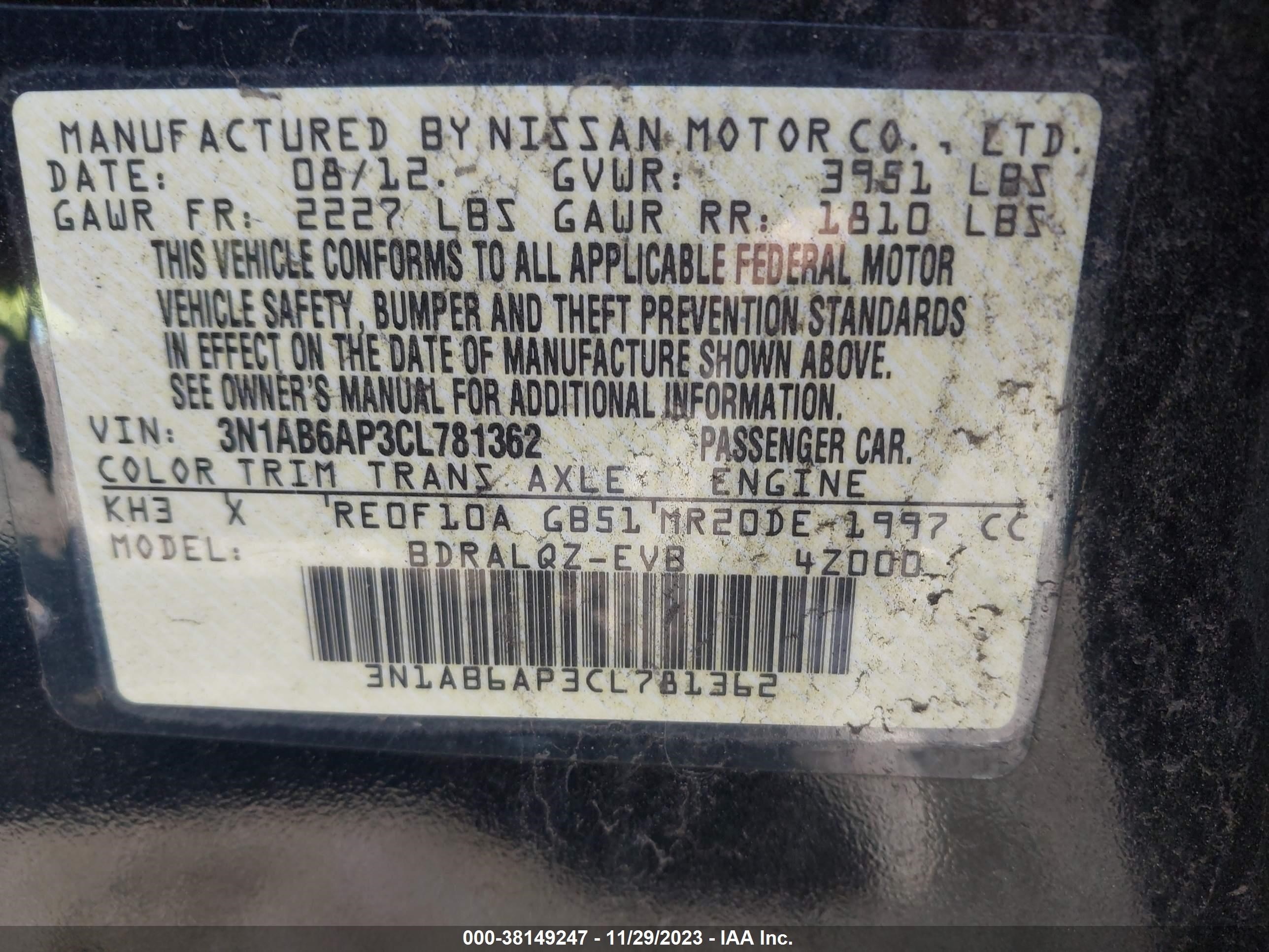 Photo 8 VIN: 3N1AB6AP3CL781362 - NISSAN SENTRA 