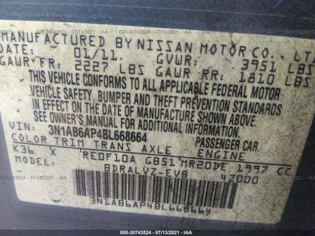 Photo 8 VIN: 3N1AB6AP4BL668664 - NISSAN SENTRA 