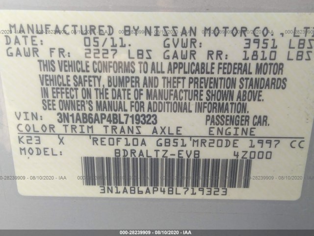 Photo 8 VIN: 3N1AB6AP4BL719323 - NISSAN SENTRA 