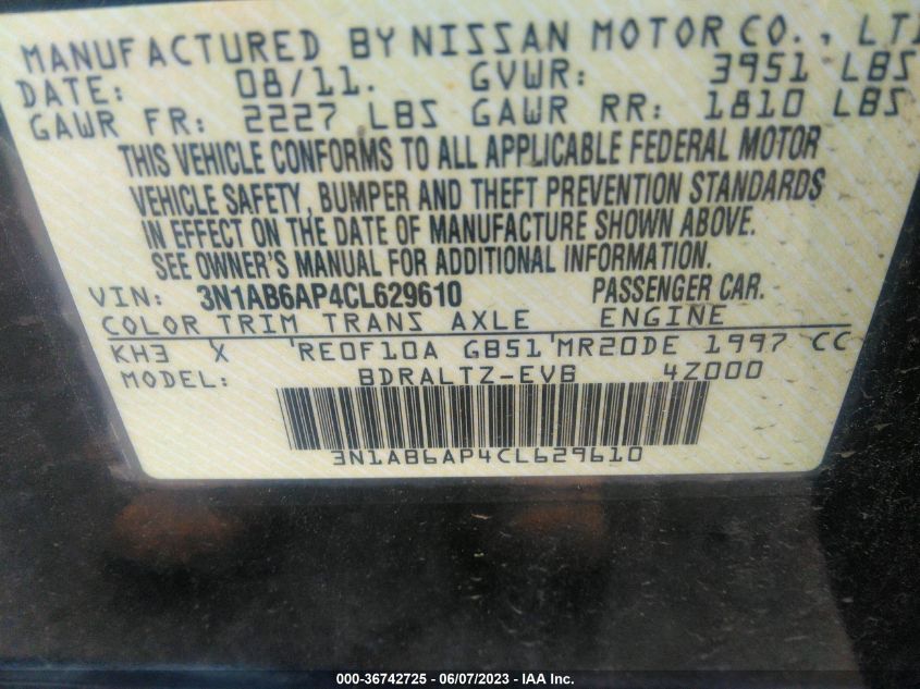 Photo 8 VIN: 3N1AB6AP4CL629610 - NISSAN SENTRA 