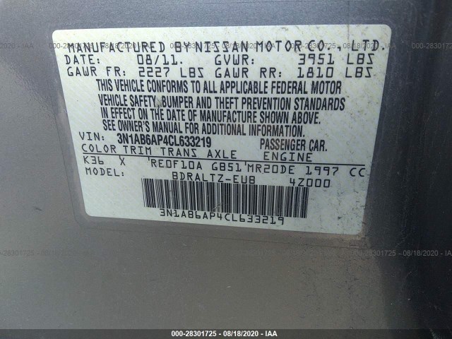 Photo 8 VIN: 3N1AB6AP4CL633219 - NISSAN SENTRA 