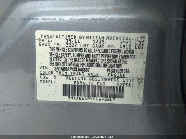 Photo 8 VIN: 3N1AB6AP4CL648867 - NISSAN SENTRA 