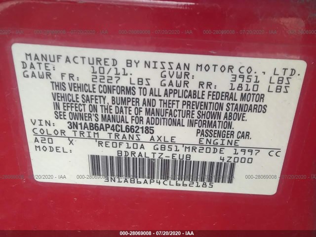 Photo 8 VIN: 3N1AB6AP4CL662185 - NISSAN SENTRA 