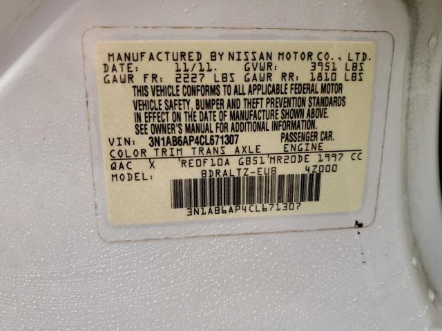 Photo 12 VIN: 3N1AB6AP4CL671307 - NISSAN SENTRA 