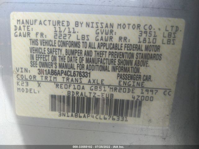 Photo 8 VIN: 3N1AB6AP4CL676331 - NISSAN SENTRA 