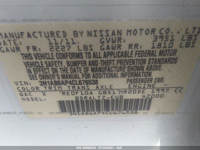 Photo 8 VIN: 3N1AB6AP4CL676538 - NISSAN SENTRA 