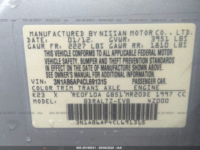 Photo 8 VIN: 3N1AB6AP4CL691315 - NISSAN SENTRA 