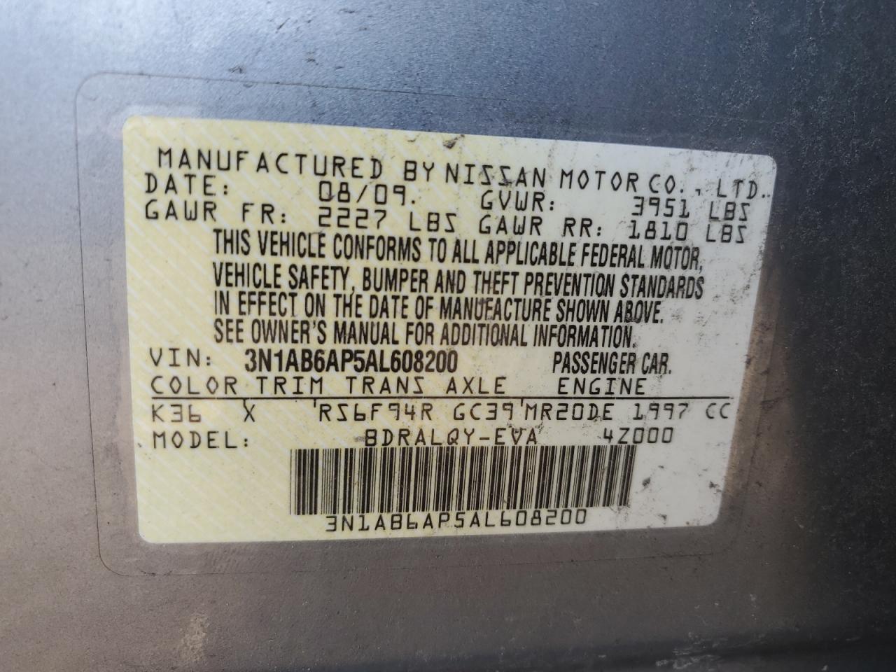 Photo 11 VIN: 3N1AB6AP5AL608200 - NISSAN SENTRA 