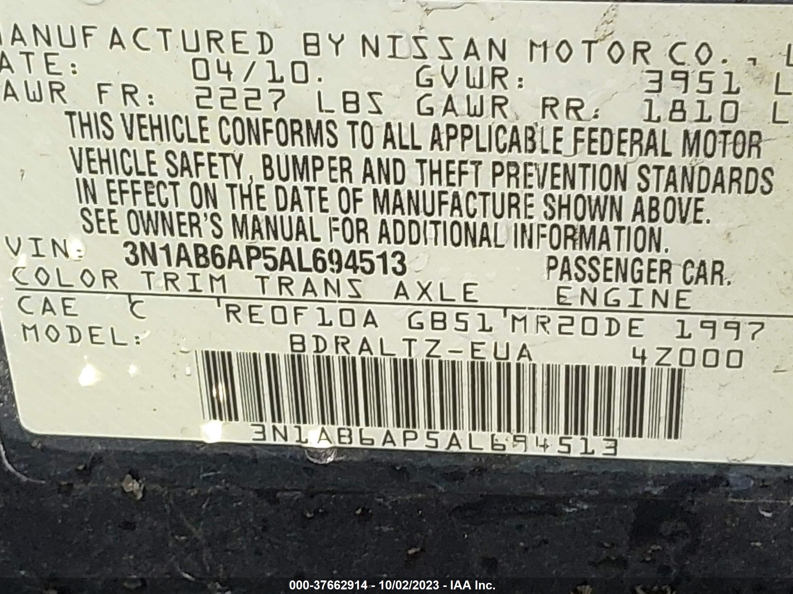 Photo 8 VIN: 3N1AB6AP5AL694513 - NISSAN SENTRA 