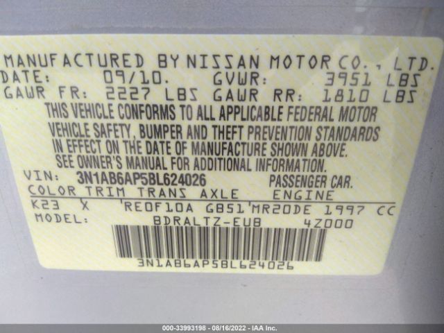 Photo 8 VIN: 3N1AB6AP5BL624026 - NISSAN SENTRA 