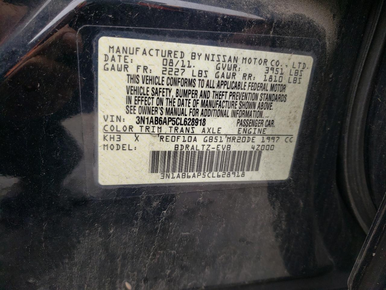 Photo 11 VIN: 3N1AB6AP5CL628918 - NISSAN SENTRA 