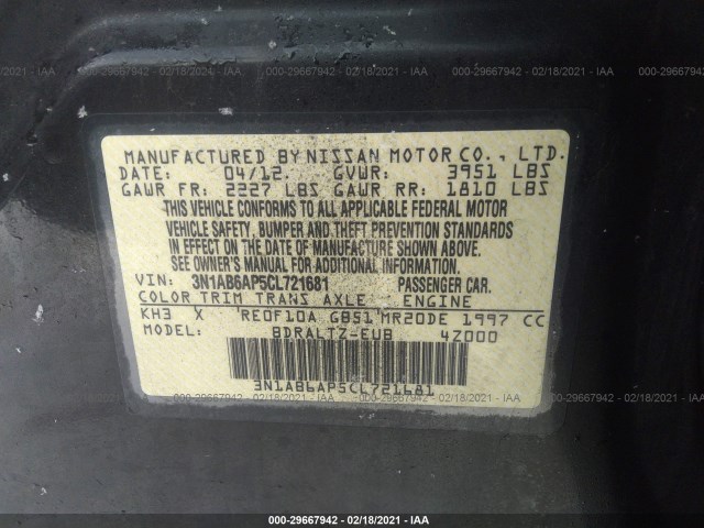 Photo 8 VIN: 3N1AB6AP5CL721681 - NISSAN SENTRA 