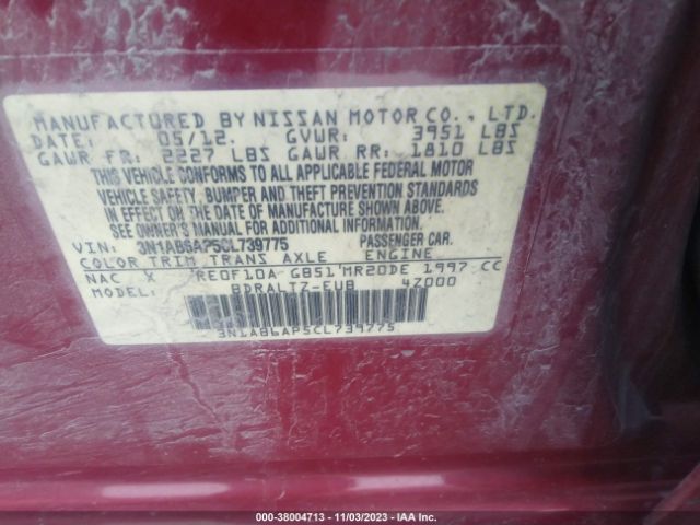 Photo 8 VIN: 3N1AB6AP5CL739775 - NISSAN SENTRA 