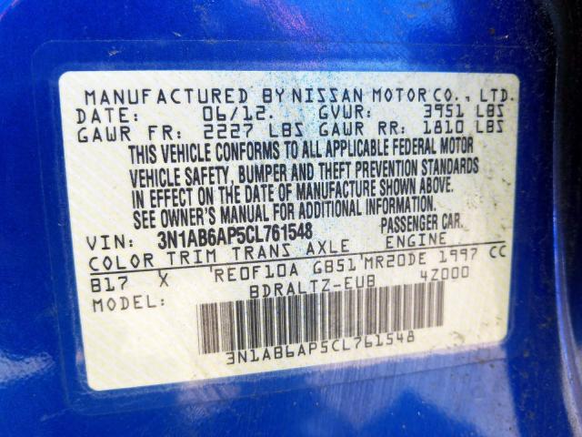 Photo 9 VIN: 3N1AB6AP5CL761548 - NISSAN SENTRA 2.0 